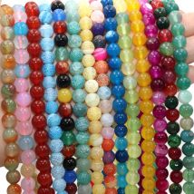 4 6 8 10 MM Natural Colorful Agates Round Loose Stone Beads For Jewelry Making Charm Diy Bracelet Necklace Earrings Material