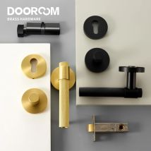Dooroom Brass Knurled Door Lock Set Black Gold Interior Bedroom Bathroom Double Wood Door Lever Set Dummy Privacy