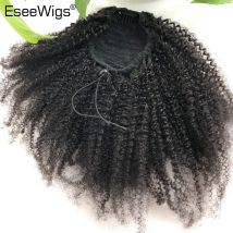 Eseewigs 4B 4C Afro verworren Curly Menschliches Haar Pferdeschwanz für schwarze Frauen-natürliche Farbe Remy Haar 1 Stück Klipp