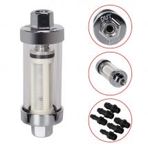 Chrome Gas Glass Reusable Inline Fuel Filters Universal 3/8" 1/4" 5/16" 6MM 8MM 10MM