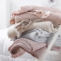 Waffel musselin aus reiner Baumwolle Sommer Tages decken, Spitze, Grau, Rosa, Weich, Warm, Plaid, Werfen Decke, Groß
