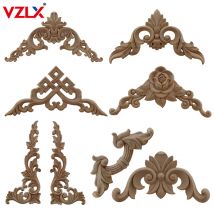 VZLX geschnitzte, unbemalte europäische, exquisite, lange Blumenblätter, Gummimöbel, Fensterecke, Holzapplikation, Onlay, Holzfiguren