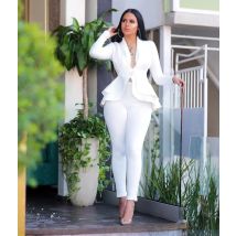Neue 2029 Frauen Langarm Solide Rüschen Design Top & Dünne Bleistift Hose Sets Zwei Stück Set Frauen Outfits