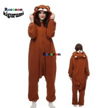 XXL (180-200cm) Bear Pajamas Anime Brown Adults Onesies Women Girl Cosplay Cartoon Costume Animal Winter Raccoon Kigurumi