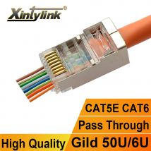 Xintylink RJ45-Cat6-Stecker SFTP FTP STP Ethernet-Kabelstecker Cat5e Cat5 RG RJ 45 Netzwerk Cat 6 metallgeschirmte Buchse LAN 50U/6U
