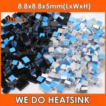 WIR TUN KÜHLKÖRPER 10 stücke 8,8x8,8 x5mm Kleine Tiny Silber/Schwarz Kühlkörper Aluminium Kühlkörper Kühler Kühler mit Band Angewendet