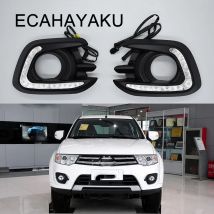 Led Daytime Running Light For Mitsubishi Pajero Sport 2013 2014 2015 Car Drl With Yellow Turn Signal Fog Driving Lamp