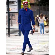Gwenhwyfar Royal Blau Slim fit Männer Anzüge für Prom 2 stück Revers Hochzeit Bräutigam Smoking Nach