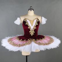 Children Professional Ballet Tutu For Kids Girls Red Swan Lake Ballet Dance Clothes Adult Pancake Ballerina Figure Skating Dress