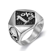 Vintage 316L Edelstahl Biker 1% er Schädel Ring Herren Motorrad Silber Farbe Biker Band Party Ringe Schmuck