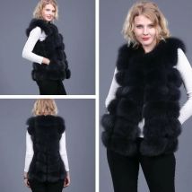 Damen-Weste aus echtem Fuchspelz, luxuriös, dick, warm, einfarbig, Lederjacke, modisch, 2023, Neuankömmling