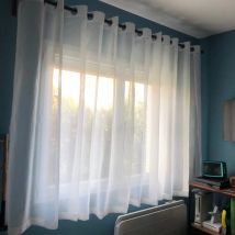 Cortina corta de tul blanco para sala de estar, cortinas de gasa transparentes sólidas para ventana de cocina, cortina de lino para puerta, boda