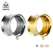 Kubooz einfaches Design Edelstahl Ohr Piercing Tunnel Gagues Expander Körpers chmuck Ohrring Stecker Kranken tragen für Unisex 2St