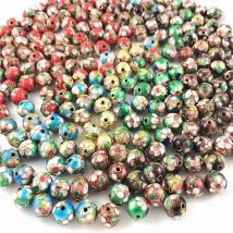 20PCS Cloisonne Enamel Beads Spacer Loose Metal Beads Jewelry Accessories for DIY Jewelry Making Bracelet Necklace(Mixed 8mm)