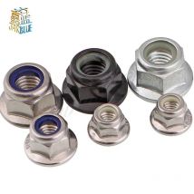 2/10X M3 M4 M5 M6 M8 M10 M12 Black Carbon 304 A2-70 Edelstahl Sechskantflansch Nyloneinsatz Sicherungsmutter Selbstsichernde Nylock-Sicherungsmutter