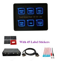 Universal 12V/24V 6/Gang Blaue LED Kapazitive Steuerung Touchscreen Schalter Box Panel für Auto Marine Boot Caravan Yacht Haushalt