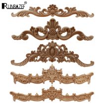 RUNBAZEF Europäische Holzschnitzerei, Zuhause, Großhandel, mehrere Spezifikationen, Türschränke, Holzapplikationen, Dekoration, lange Abziehbilder, natürlich