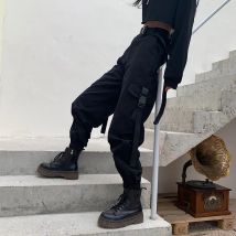 YBYR Große Taschen Cargo Hosen Frauen Elastische Hohe Taille Lose Streetwear Sommer Hose Baggy Taktische Hosen Hip Hop Jogger Hosen