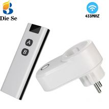 Drahtloser Fernbedienungsschalter, Steckdose, intelligente EU-Steckdose und 433-MHz-Sender, 220 V, 15 A, Stecker für LED/Licht/Lampe