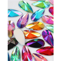 Micui 100pcs 9*18mm Drop Rhinestones Flat Back Acrylic Crystal Stones For DIY Jewelry Making Clothes Decorations ZZ455