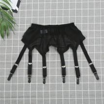 Hirigin Frauen Sexy Retro Hohe Taille Elastische Mesh Strumpfband Hosenträger 6 Metall Schnallen Erotische Sex Tragen