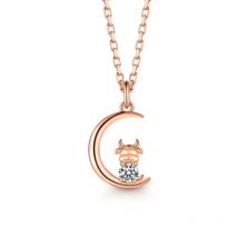 Bright Crystal Ox Pendant Necklace Female Clavicle Accessories Lady Gift Trendy Cow Silver 925 Chain Necklace Women Jewelry