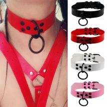 2024 neue Punk Gothic Choker Halskette Anhänger Kragen Gürtel Halsketten Pu Leder Halsband Partei Schmuck Chunky Halskette Anhänger