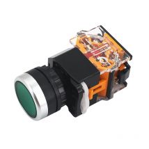 1pcs Button switch self-locking start power switch self-returning jog button 22MM with LED light 12V24V220V Red/green/blue/white