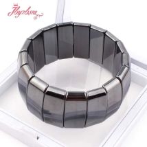 Natürliches Hämatit-Armband, Steinperlen, Schmuck, handgefertigte Perlen, elastische Armreifen, 7 Zoll, für Damen und Herren, Geschenk