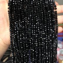 Facettierte schwarze Kristallglasperlen lose runde Rondelle Perlen für Schmuckherstellung DIY Armband Halskette 4/6/8/10/12mm Großhandel