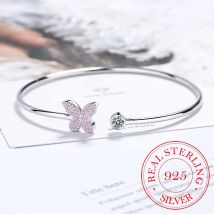 925 Sterling Silber Kristall Schmetterling/Libelle/Herz Charme Armreifen Für Frauen Armband & Armreif Hochzeit Geburtstag Party Schmuck