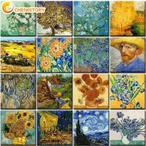 Van Gogh Ölgemälde Durch Zahl Blumen Kits Für Erwachsene Auf Leinwand Mit Rahmen Acryl Farben Bild Färbung Durch Nummer dekor Kunst