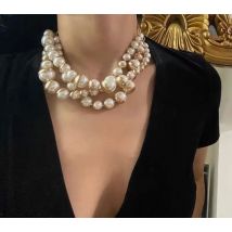 Trendy Vintage Personalized  Chain  Choker Pearl Necklaces For Women Party Jewlery