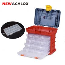NEWACALOX 4-lagiger Werkzeugkasten mit Schnalle, tragbare Aufbewahrungsbox für Hardware-Werkzeuge, kleines Zubehör, tragbarer Outdoor-Werkzeugkasten