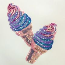 2 Stück Eis-Patches, Aufkleber zum Aufbügeln auf Kleidung, Wärmeübertragung, DIY-Applikation, bestickte Anwendungen, Stoff, Pailletten-Patch