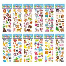 12 Blatt/Packung Kinderaufkleber 3D Puffy Bulk Cartoon Zoo Tier/Früchte Verschiedene Scrapbooking-Aufkleber für Mädchen Jungen Geburtstagsgeschenk