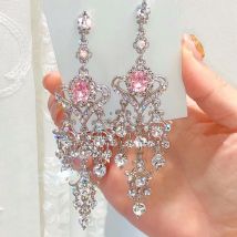 MWsonya Neue Vintage Luxus Rotes Herz Kristall Baumeln Ohrringe für Frauen Elegante Strass Quaste Partei Schmuck