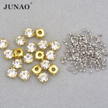 JUNAO 8mm Gold-Krallen-Strass für DIY-Perlenmaschine, flacher Glas-Kristall für Handpressmaschinen, DIY-Bastelzubehör