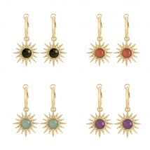 Hot Sale Vintage Opal Stone Flower Drop Earrings For Women Cute Micro Paved Statement Waterdrop Pendientes Jewelry