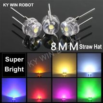 20 Stück 8 mm Strohhut-LED-Diode, ultrahelles Weiß, 0,25 W, 0,5 W, 0,75 W, F8 Leistung, 0,5 W, Leuchtdiode, Rot, Gelb, Grün, Blau, Rosa