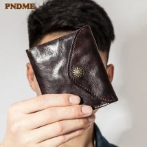 Mode vintage design klapp echtem eather männer kurze brieftasche luxus natürliche erste schicht