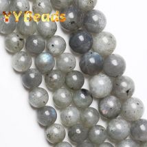 Natural Gray Labradorite Larvikite Stone Beads Round Loose Beads For Jewelry Making DIY Accessories 15'' Strand 4/6/8/10/12mm