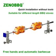 ZENOBBQ BBQ Grill Rotisserie Kit Universal Rotating Spit Turn For Pig Equipment Motor Free Length Adjustment Camping Accessories