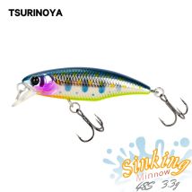 TSURINOYA Angelköder DW69 Sinking Minnow Harter Köder 48S 48mm 3,3g Angelwobbler Jerkbait Bass Forellenköder Swimbait