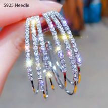 Silberne Nadel-Creolen für Damen, Schmuck, rosévergoldete Legierung, Statement-Strass-Kristall, Punk-Rock, runde Ohrringe