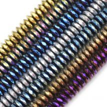 YHBZRET Facettierte Flache Runde Hämatit Gold Farbe Naturstein 3/4/6/8/10mm Spacer Lose Perlen für Schmuck Armbänder Herstellung DIY