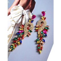 Vintage Crystal Long Drop Earrings Fashion Multicolored Hanging Bride Rhinestone Earring For Women Party Wedding Jewelry
