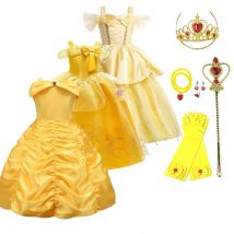 Abiti da principessa per bambini Ragazze Belle Costume da festa Bambini Natale Compleanno Abiti floreali La Bella e la Bestia Travestimento fantasia