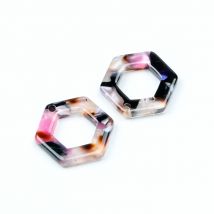 Leopard Print, Schildkröte Shell Ohrring Charme, Acetat Acryl, Sechseck Geformte, Boho, Ohrring Teile, ohrringe finden, 19X17mm-ACE268