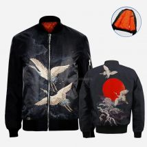 China Red-crowned crane art 3D Men's bomber jackets Hoodie Men Women New Fashion Zipper Hooded Long Sleeve Pullover Style